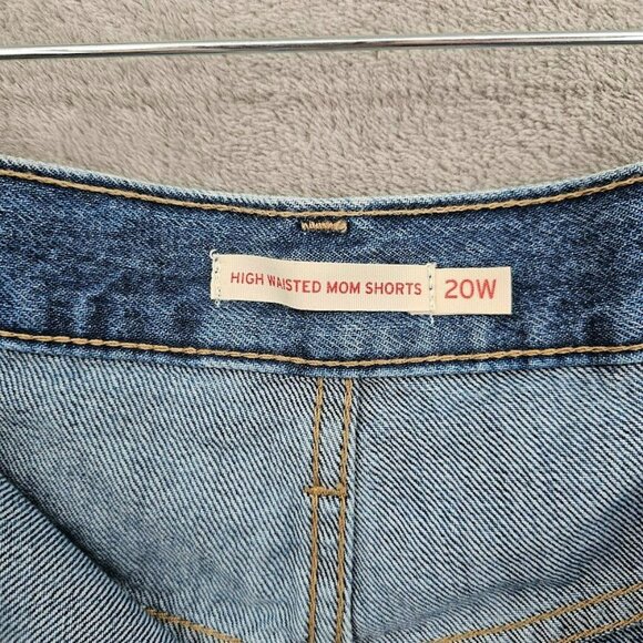 Levis High Waisted Mom Shorts 20W Medium Blue Wash Denim Jean Jorts Cotton Plus - Picture 2 of 14